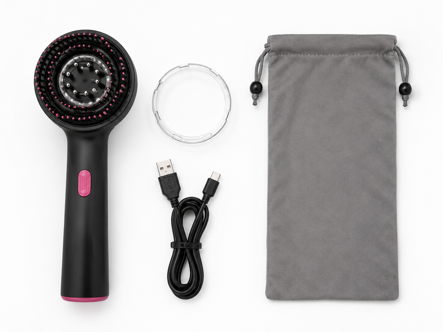 Cepillo Masajeador Capilar LED | Vibración + Microcorriente Anticaída