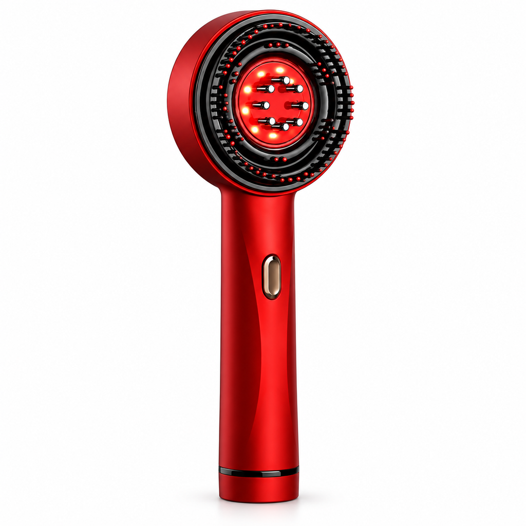 Cepillo Masajeador Capilar LED | Vibración + Microcorriente Anticaída