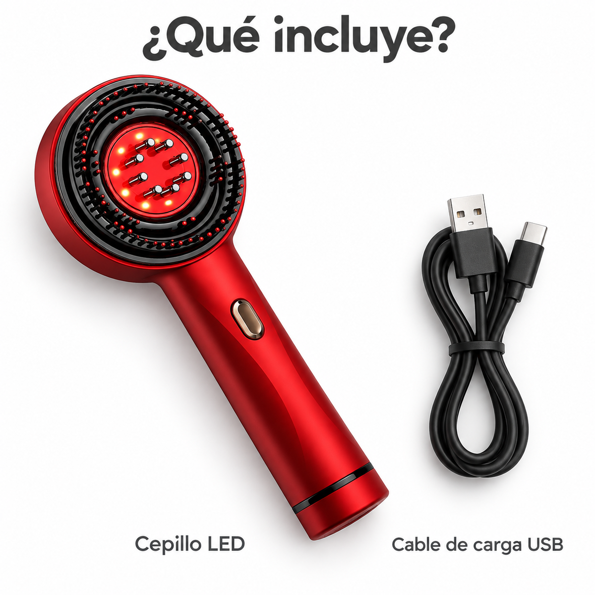 Cepillo Masajeador Capilar LED | Vibración + Microcorriente Anticaída