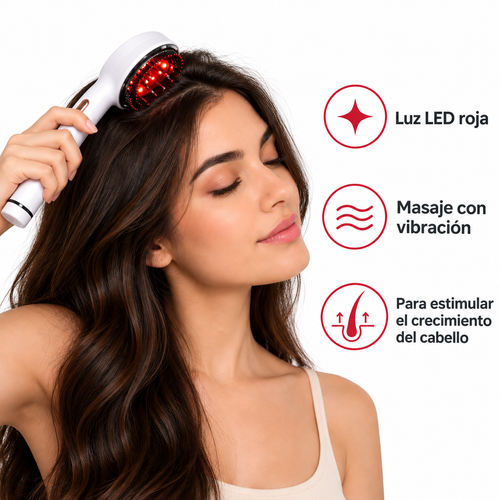 Cepillo Masajeador Capilar LED | Vibración + Microcorriente Anticaída