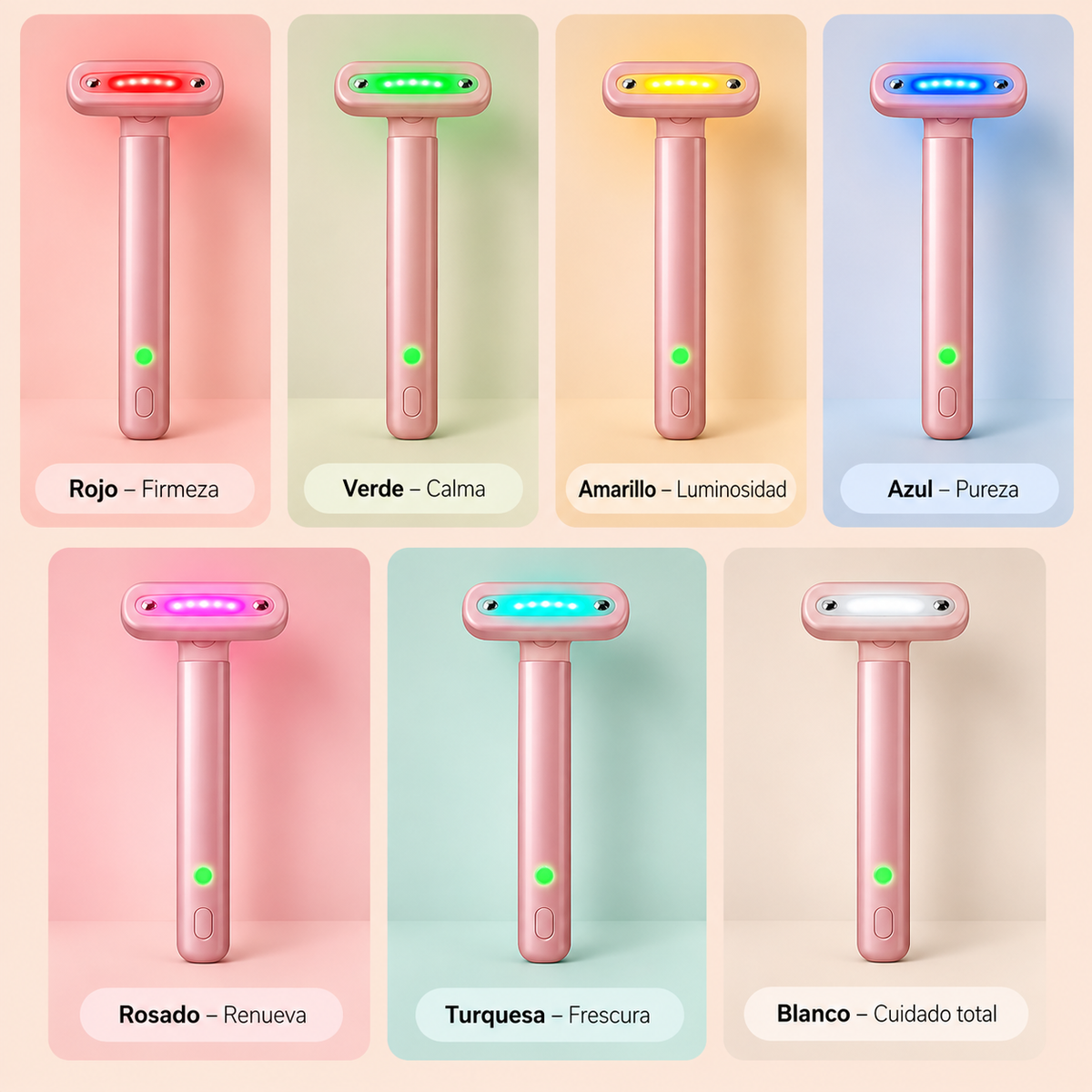 Masajeador Facial y Cuello Reafirmante | Luz LED 7 Colores + EMS + Vibración | Lifting en Casa
