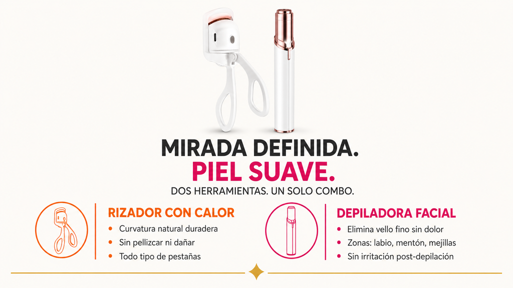 Combo Rizador de Pestañas con Calor + Depiladora Facial | Kit 2 en 1