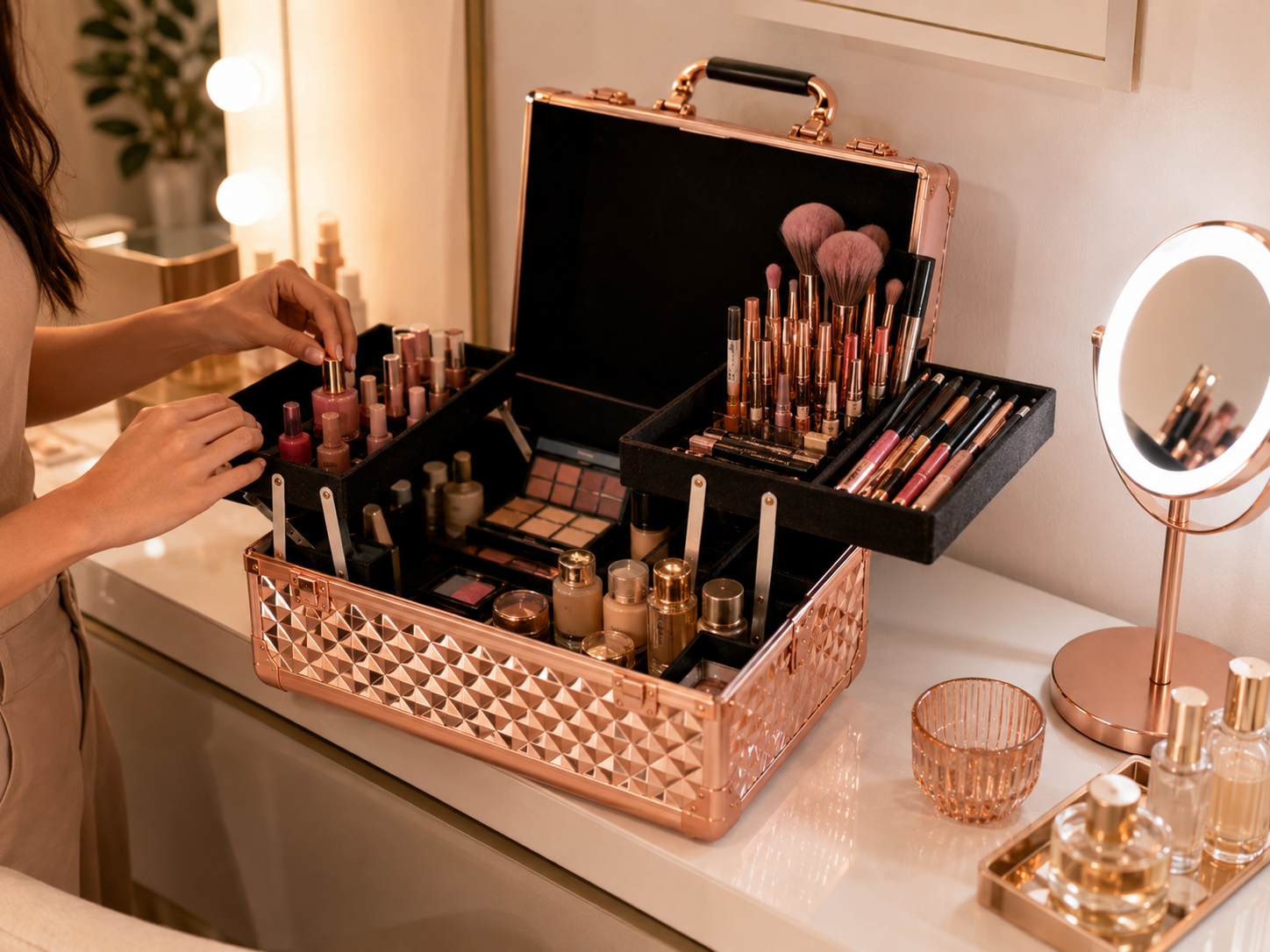 Maleta Cosmetiquera Profesional | Maletín de Maquillaje con Bandejas