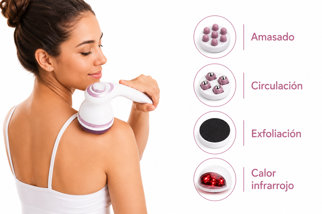 Masajeador Reductor Infrarrojo | Anticelulitis con 4 Cabezales Intercambiables