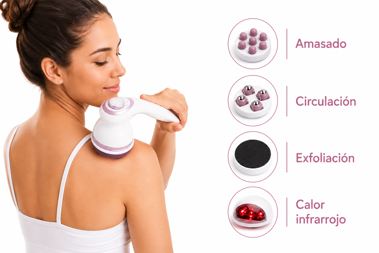 Masajeador Reductor Infrarrojo | Anticelulitis con 4 Cabezales Intercambiables