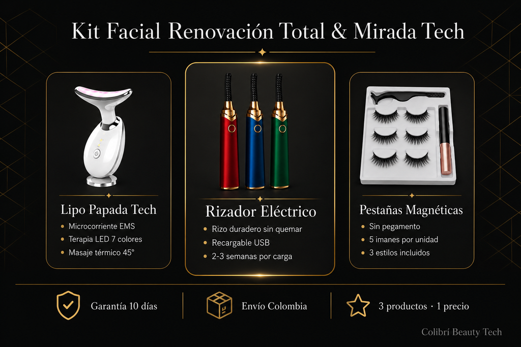Kit belleza completo facial y mirada para mujer colombiana Colibrí Beauty Tech