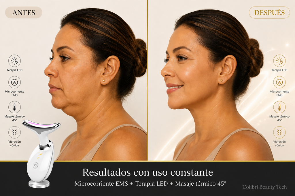 Lipo Papada Tech dispositivo EMS microcorriente LED para reafirmar cuello y papada Colombia